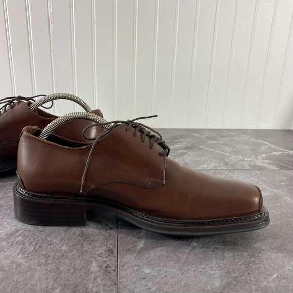 Bachrach Shoes‎ Men\'s Size 9.5 D Brown Leather Lace Up Dress Square Toe Italy main image 7